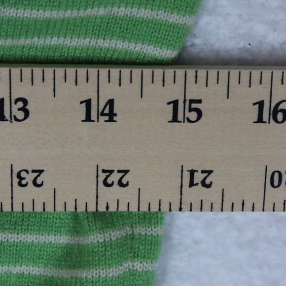 J Crew 100% Cashmere Sweater Women XS Green Striped Minimalist Y2K V Neck - Picture 4 of 6